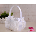 White Satin Lace Pure White Flower Girl Basket Wedding Ceremony Distributors for Wedding Supplies